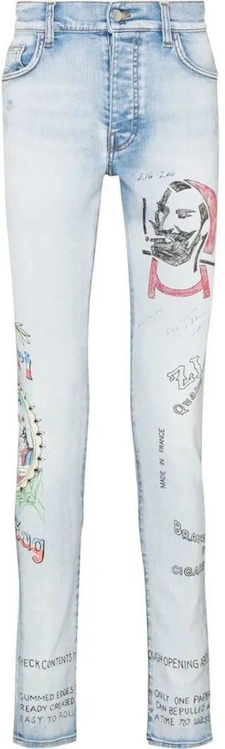 x Zig Zag motif-print skinny jeans