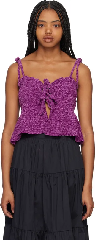 GANNI Purple Open Front Camisole
