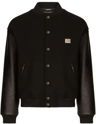 Leather-Panel Bomber Jacket