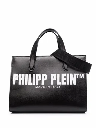 Logo-Print Leather Tote Bag