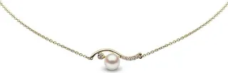 18kt yellow gold Trend freshwater pearl and diamond necklace