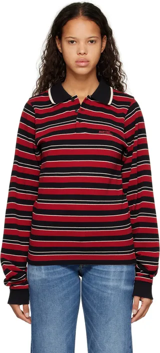 Martine Rose Black & Red Stripe Polo