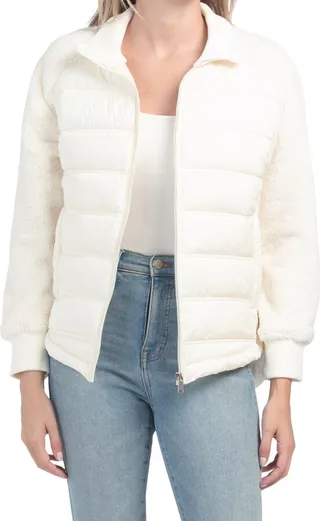 Mixed Media Puffer Jacket
