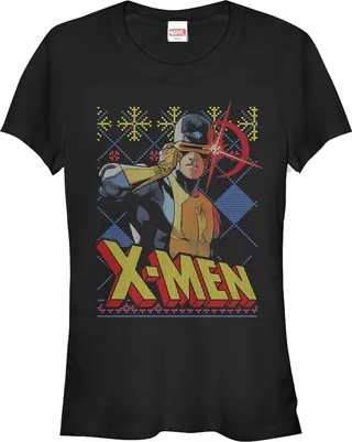 Junior's Marvel Ugly Christmas X-Men Cyclops T-Shirt - Black - Medium