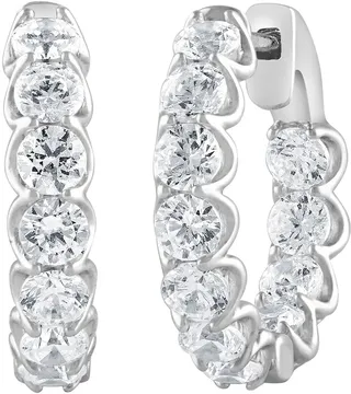 Badgley Mischka 14K White Gold Lab Grown Diamond In Out Hoop Earrings - 3.50 ctw