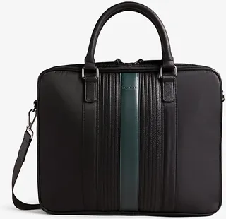 Mens Black Rooky Striped Woven Cross-body Satchel