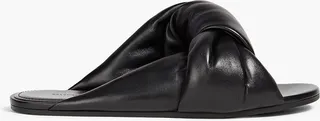 Drapy knotted leather slides
