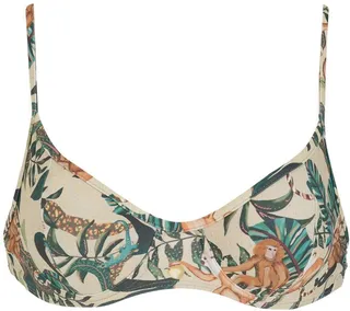 Cassis leaf-print bikini top