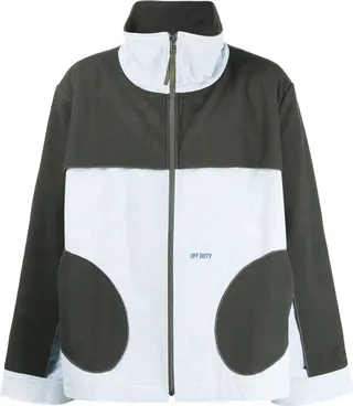 Colour-Block Fleece Bomber Jacket