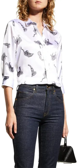 Dani Silk Charmeuse Leopard Blouse