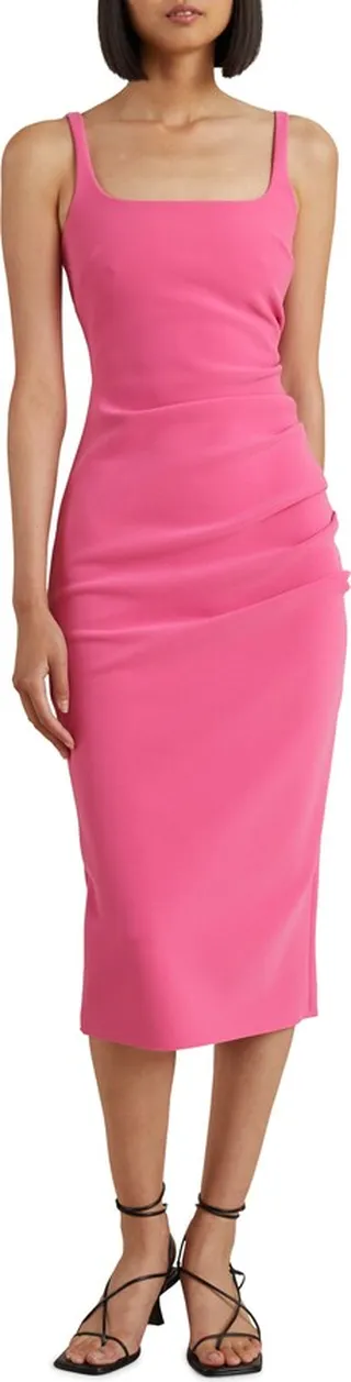 Karina Gathered Stretch Crepe Midi Dress