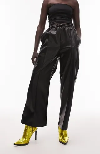 Pull-On Straight Leg Faux Leather Pants