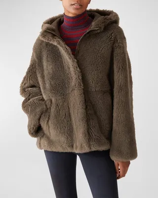 Quinn Reversible Lamb Shearling Hooded Jacket