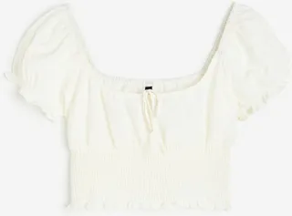 Puff-sleeved Smocked Blouse