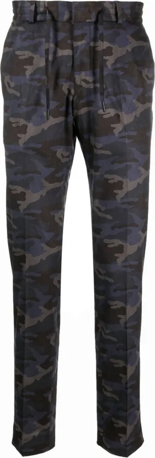 Camouflage-Pattern Straight-Leg Trousers