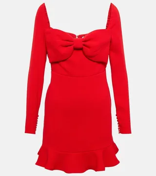 Bow-embellished crepe minidress