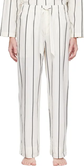 Tekla Off-White Striped Pyjama Pants