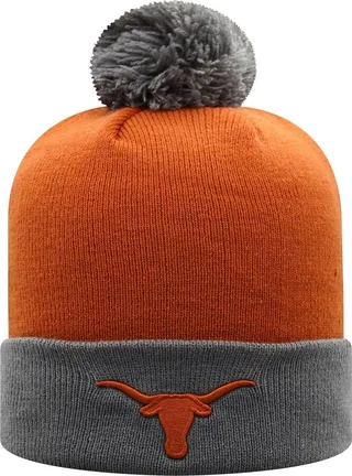 Men's Top of the World Texas Orange and Gray Texas Longhorns Core 2-Tone Cuffed Knit Hat with Pom