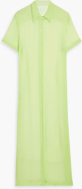 Silk-crepon midi shirt dress
