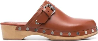 Stud-Embellished Leather Clogs