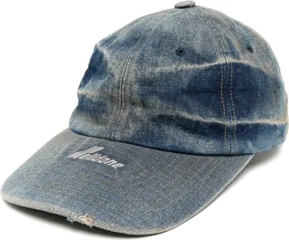 Embroidered-Logo Washed Denim Cap