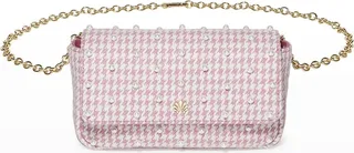 Belen Pearly Houndstooth Chain Belt Bag