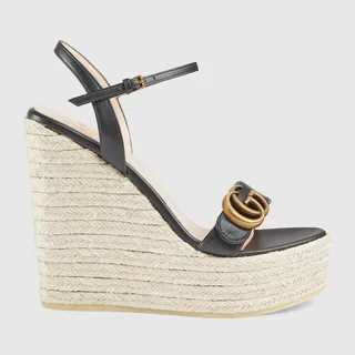 Women's leather platform espadrille