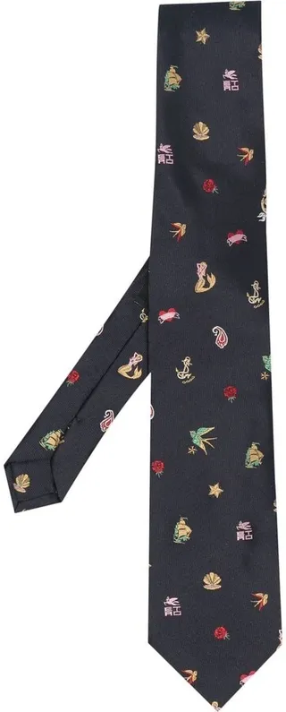 Embroidered-Detail Tie
