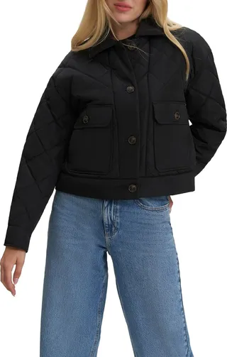 Diamond Quilted Crop Puffer Jacket