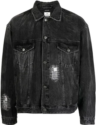 Black Embroidered Denim Jacket