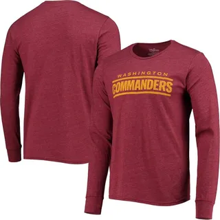 Men's Washington Commanders Majestic Threads Burgundy Wordmark Tri-Blend Long Sleeve T-shirt