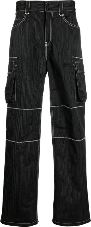 Moire tapered cargo trousers