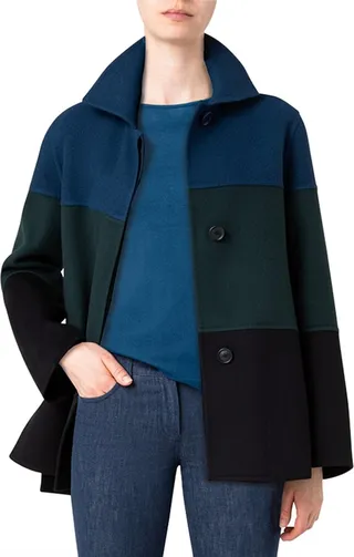 Double-Face Cashmere Colorblock Jacket