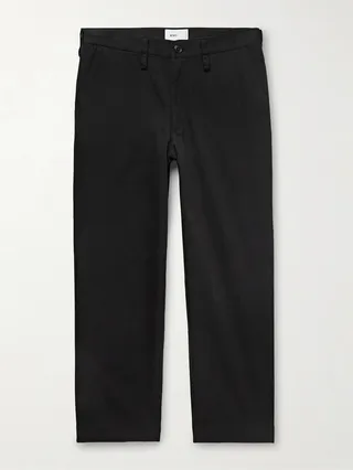 Straight-Leg Cropped Cotton-Twill Trousers
