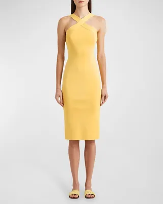 Crossover Halter Sleeveless Midi Dress