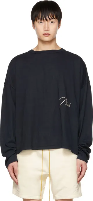 Rhude SSENSE Exclusive Black Reverse Long Sleeve T-Shirt