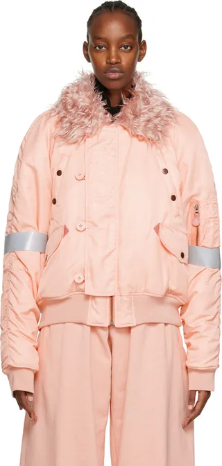 MM6 Maison Margiela Pink Insulated Bomber Jacket