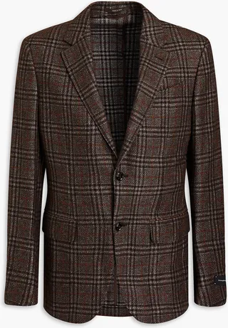 Checked silk and cashmere-blend tweed blazer