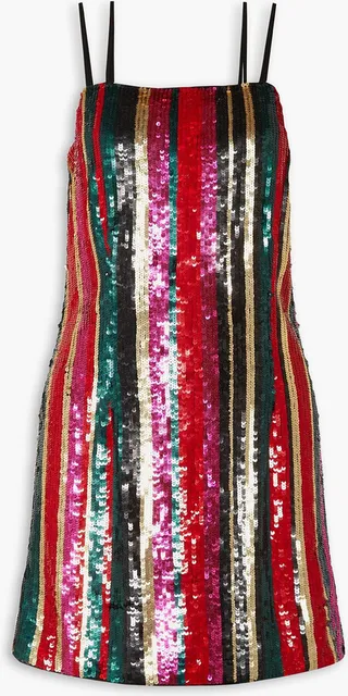 Elektra striped sequined tulle mini dress