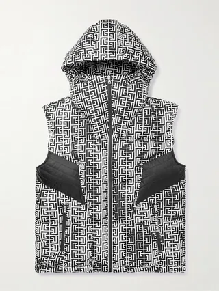 Quilted Padded Monogrammed Shell Hooded Gilet