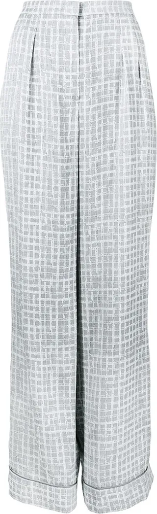 Check-Print Straight Trousers