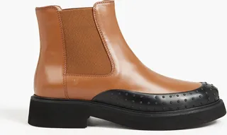 Rubber-trimmed leather Chelsea boots