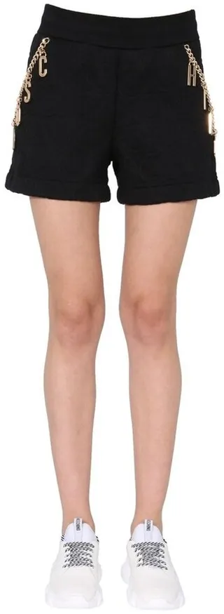 Moschino Chain Embellished Quilted Shorts