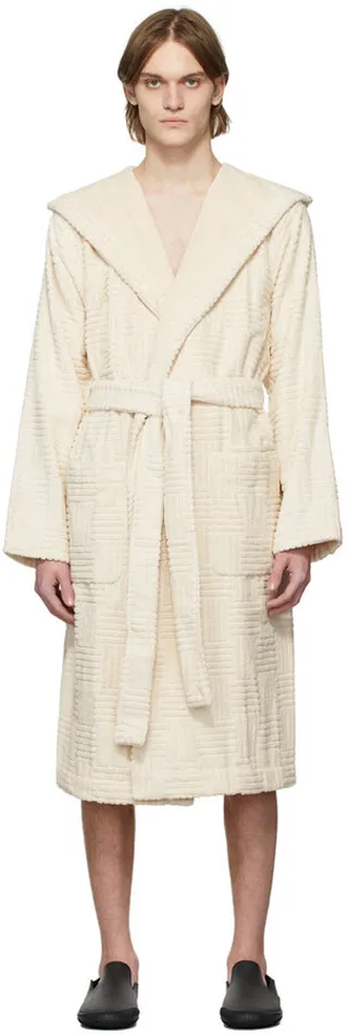 Bottega Veneta Beige Intreccio Bath Robe