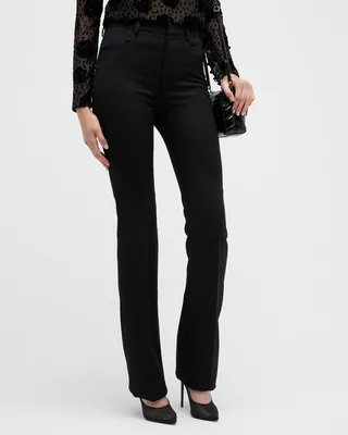 Tonal Stripe Flared Wool Trousers
