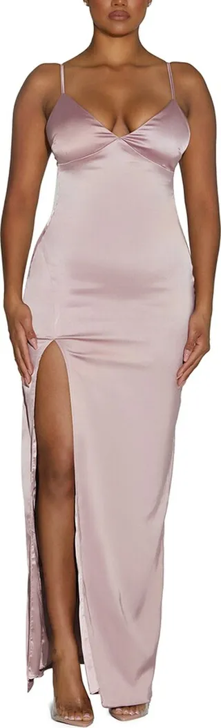 Side Slit Satin Slipdress