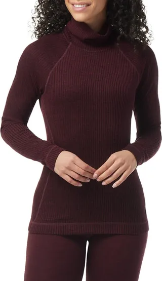 Merino Wool Rib Turtleneck Top