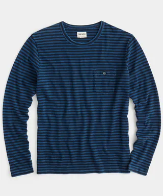 The Black Indigo Long Sleeve Stripe Tee