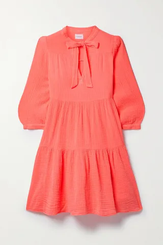 Honorine - Giselle Ruffled Tiered Cotton-seersucker Mini Dress - Orange