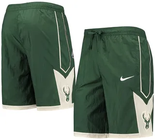 Men's Nike Hunter Green Milwaukee Bucks Courtside Heritage Shorts